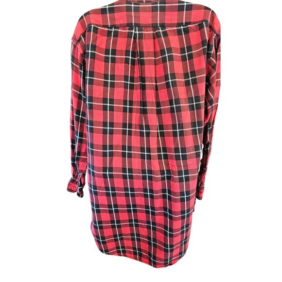 Ralph Lauren Women's Shirt Size S Red Plaid Tunic Flannel Sleep pajama (STAINS) - Picture 2 of 7